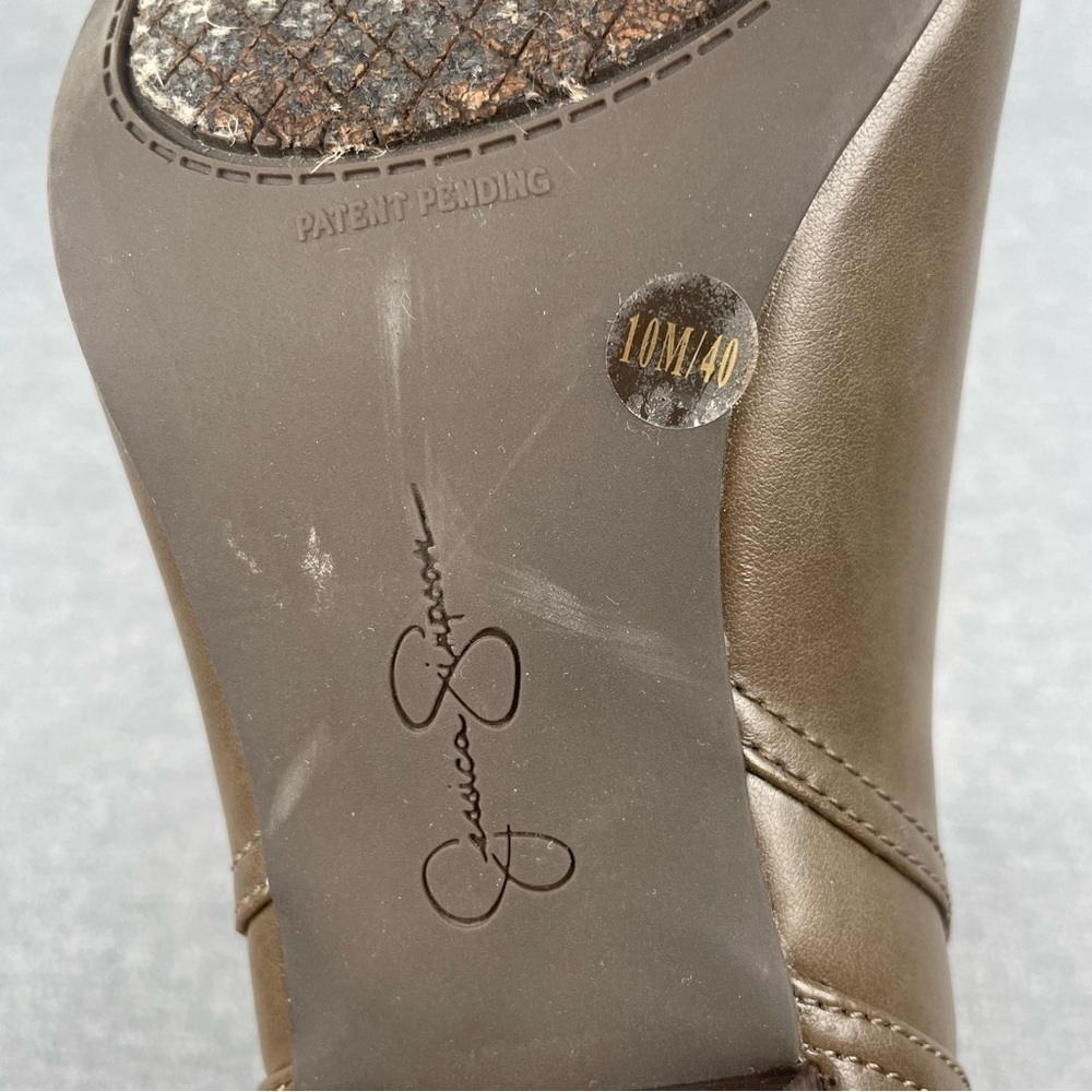 Jessica Simpson Boot Women 10 Olive Green Leather Ankle Bootie Suede Boho Hippie - Picture 13 of 14